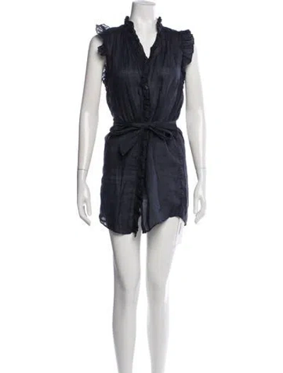 Pre-owned Frame V-neck Mini Dress In Blue