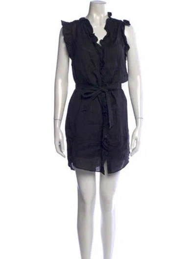 Pre-owned Frame V-neck Mini Dress In Blue