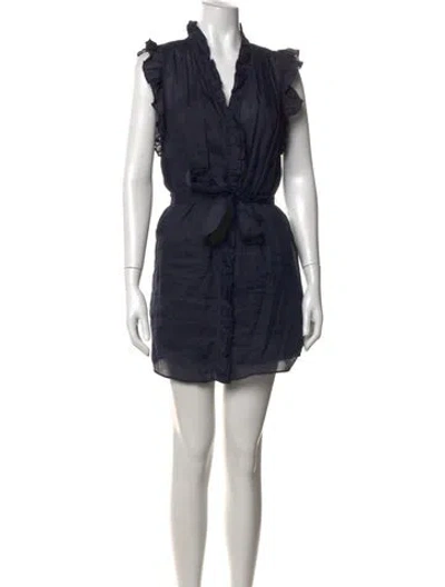 Pre-owned Frame V-neck Mini Dress In Blue
