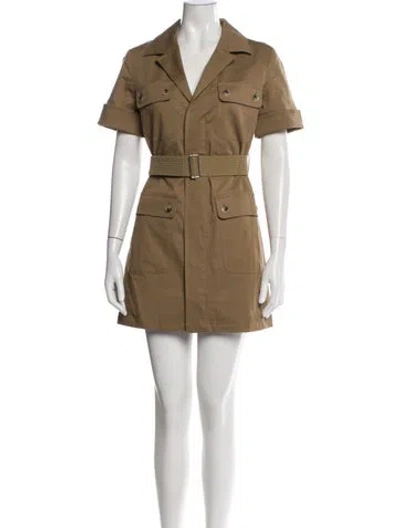 Pre-owned Frame V-neck Mini Dress In Brown
