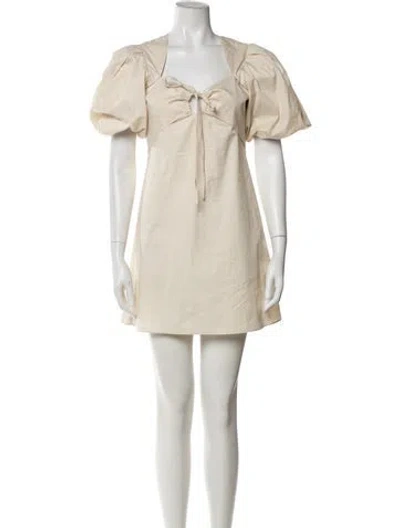 Pre-owned Frame V-neck Mini Dress In Neutral