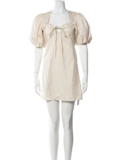 Pre-owned Frame V-neck Mini Dress In Neutrals
