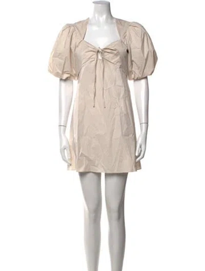 Pre-owned Frame V-neck Mini Dress In Neutrals
