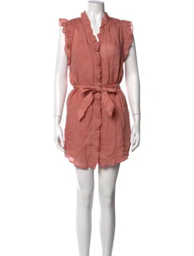 Pre-owned Frame V-neck Mini Dress In Pink