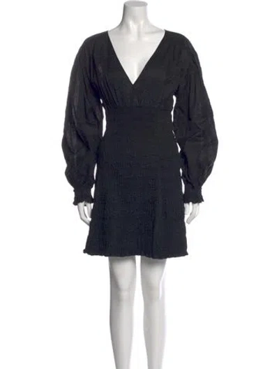 Pre-owned Frame V-neck Mini Dress W/ Tags In Black
