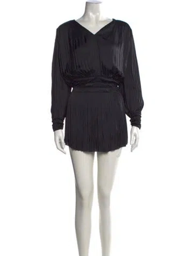 Pre-owned Frame V-neck Mini Dress W/ Tags In Black