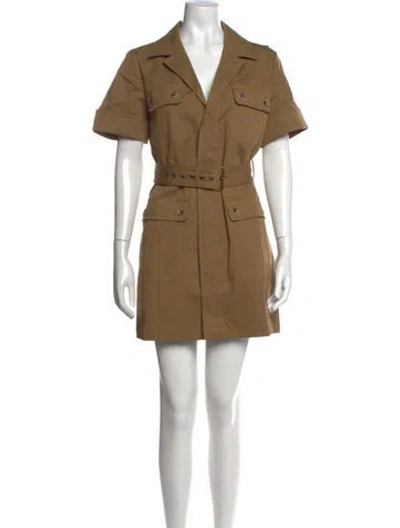 Pre-owned Frame V-neck Mini Dress W/ Tags In Brown