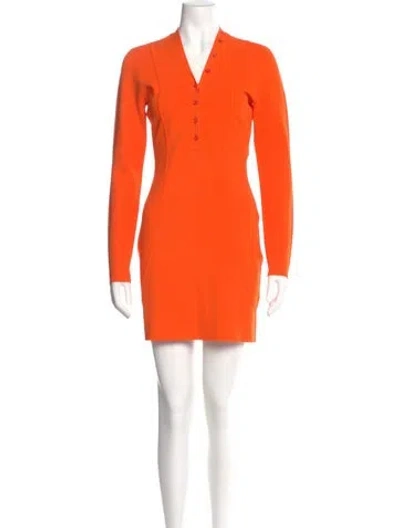Pre-owned Frame V-neck Mini Dress W/ Tags In Orange