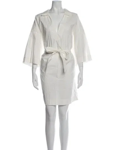 Pre-owned Frame V-neck Mini Dress In White