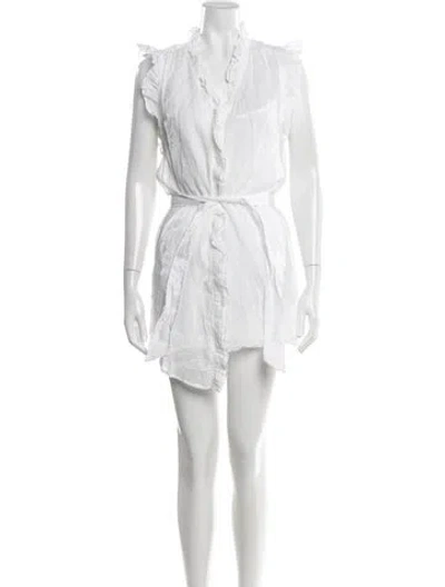 Pre-owned Frame V-neck Mini Dress In White