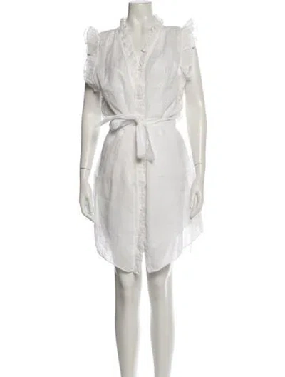 Pre-owned Frame V-neck Mini Dress In White
