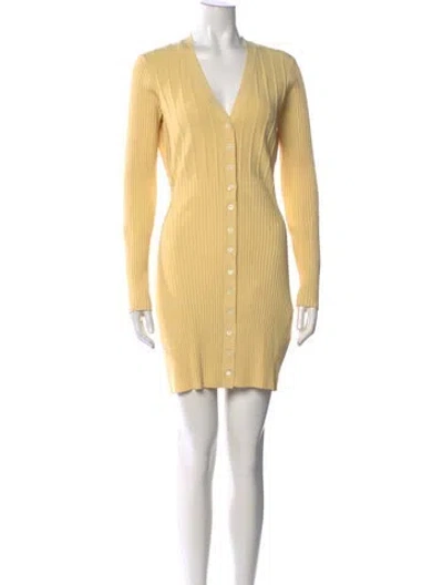 Pre-owned Frame V-neck Mini Dress In Yellow