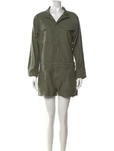 Pre-owned Frame V-neck Romper In Green