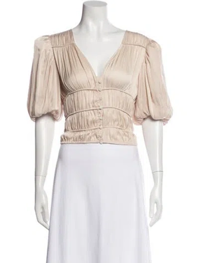 Pre-owned Frame V-neck Short Sleeve Blouse In Multi