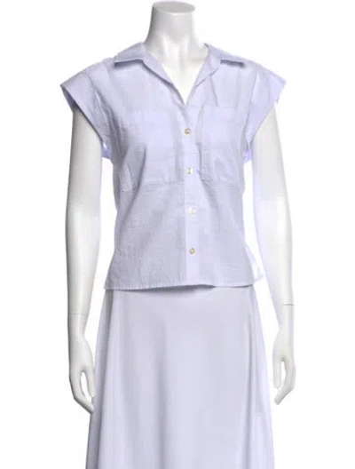 Pre-owned Frame V-neck Short Sleeve Button-up Top In White