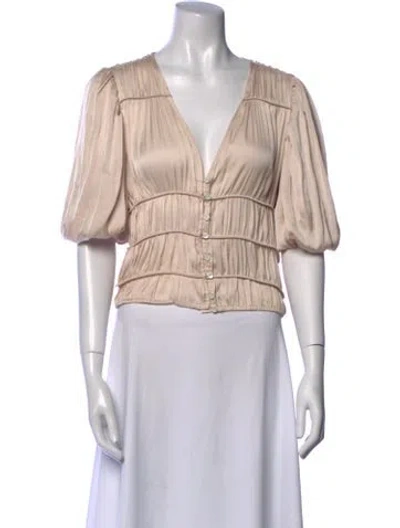 Pre-owned Frame V-neck Short Sleeve Crop Top In Pink
