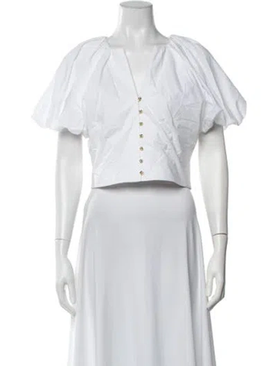 Pre-owned Frame V-neck Short Sleeve Crop Top W/ Tags In White