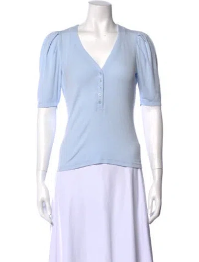 Pre-owned Frame V-neck Short Sleeve Polo In Blue