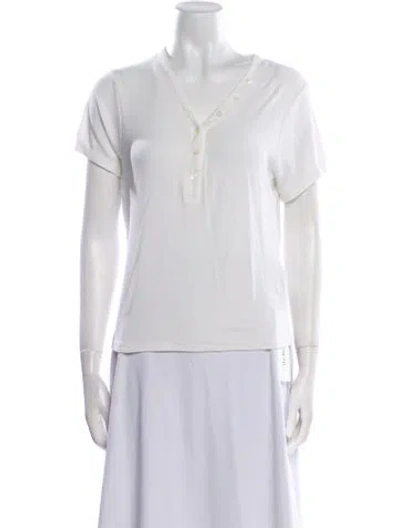 Pre-owned Frame V-neck Short Sleeve Polo In White