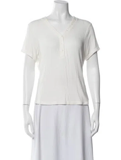 Pre-owned Frame V-neck Short Sleeve Polo In White