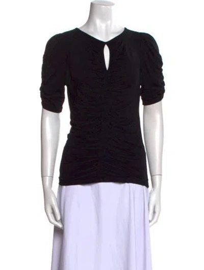 Pre-owned Frame V-neck Short Sleeve Top In Black