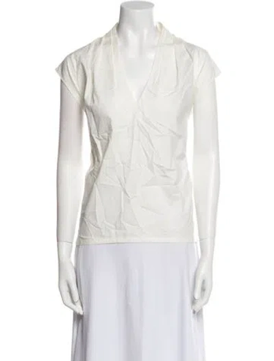Pre-owned Frame V-neck Short Sleeve Top In White