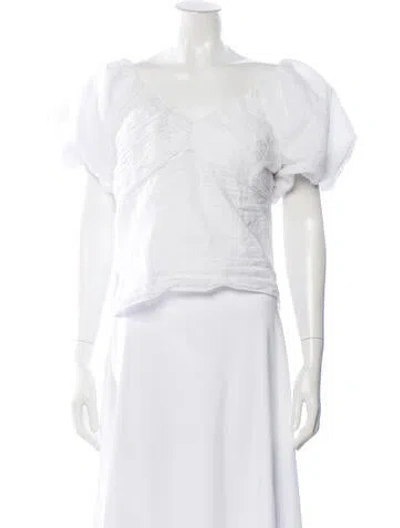 Pre-owned Frame V-neck Short Sleeve Top In White