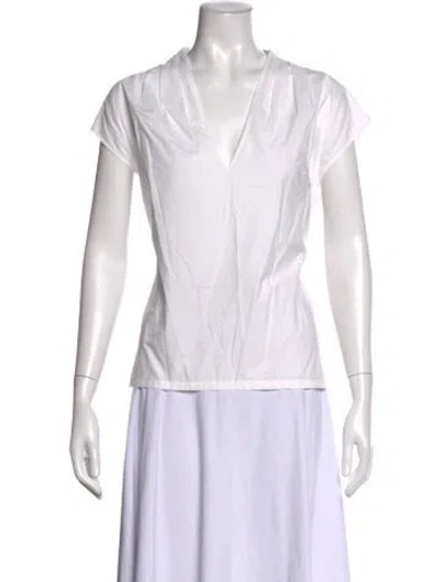 Pre-owned Frame V-neck Short Sleeve Top In White