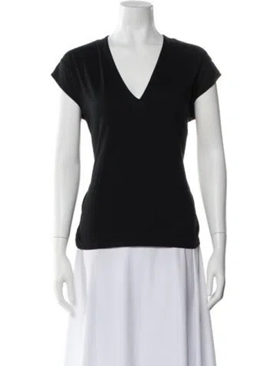 Pre-owned Frame V-neck Short Sleeve T-shirt In Black