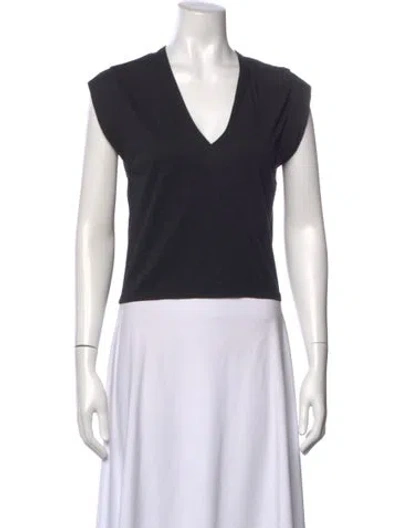 Pre-owned Frame V-neck Short Sleeve T-shirt In Black