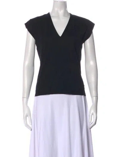 Pre-owned Frame V-neck Short Sleeve T-shirt In Black