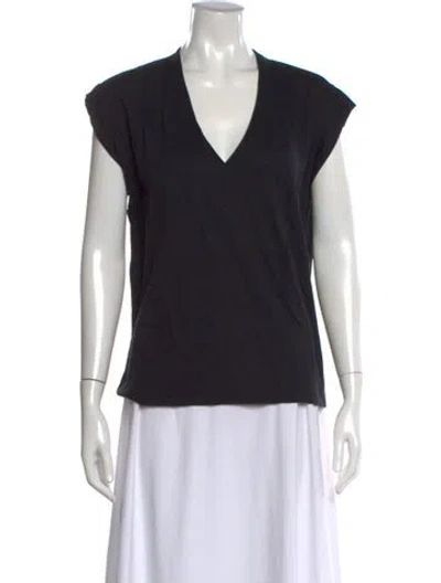 Pre-owned Frame V-neck Short Sleeve T-shirt In Black