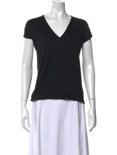 Pre-owned Frame V-neck Short Sleeve T-shirt In Black