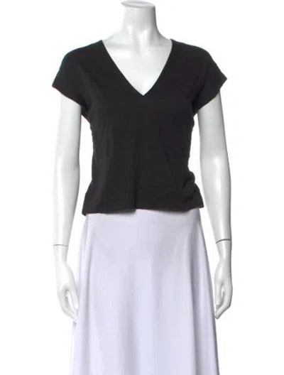 Pre-owned Frame V-neck Short Sleeve T-shirt In Black