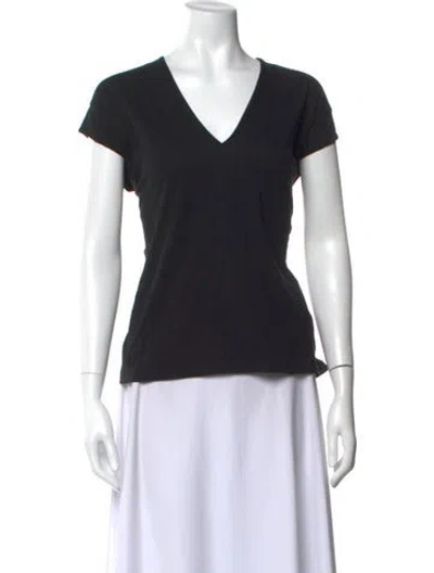 Pre-owned Frame V-neck Short Sleeve T-shirt In Black