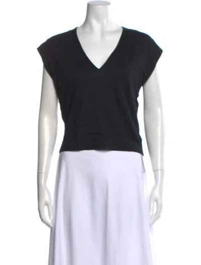 Pre-owned Frame V-neck Short Sleeve T-shirt In Black