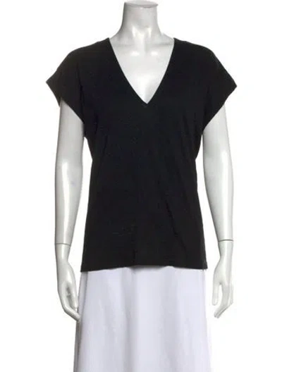 Pre-owned Frame V-neck Short Sleeve T-shirt In Black