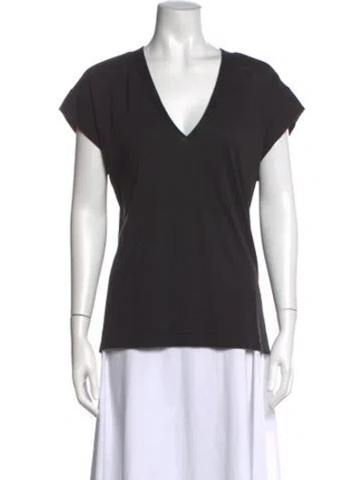 Pre-owned Frame V-neck Short Sleeve T-shirt In Black