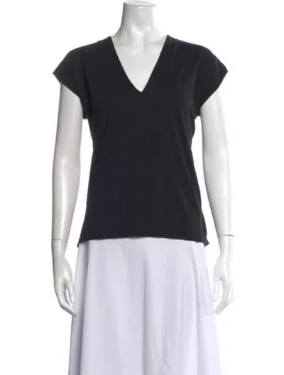 Pre-owned Frame V-neck Short Sleeve T-shirt In Black