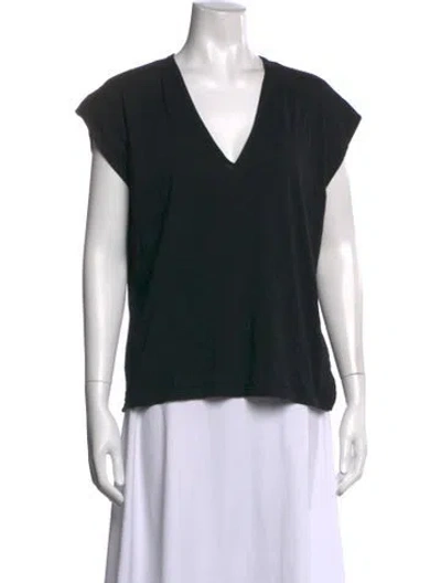 Pre-owned Frame V-neck Short Sleeve T-shirt In Black