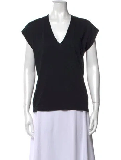 Pre-owned Frame V-neck Short Sleeve T-shirt In Black
