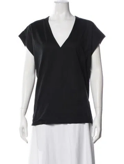 Pre-owned Frame V-neck Short Sleeve T-shirt In Black