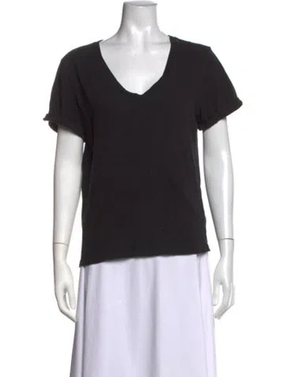 Pre-owned Frame V-neck Short Sleeve T-shirt In Black