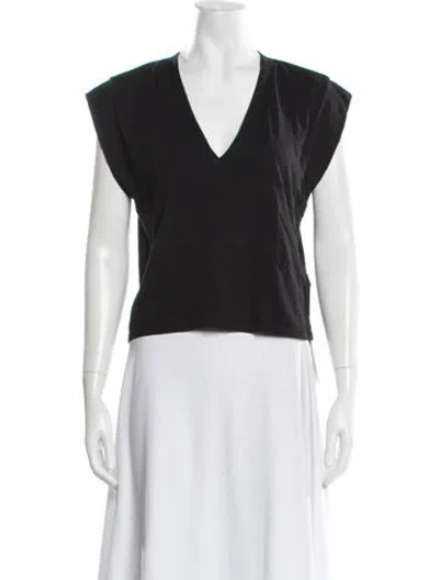 Pre-owned Frame V-neck Short Sleeve T-shirt In Black