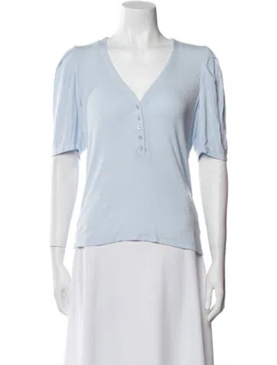 Pre-owned Frame V-neck Short Sleeve T-shirt In Blue