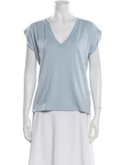 Pre-owned Frame V-neck Short Sleeve T-shirt In Blue