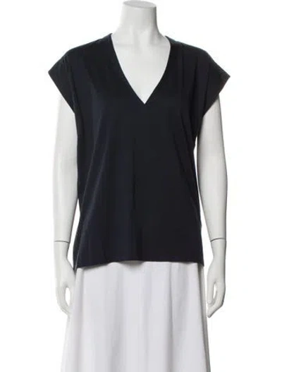 Pre-owned Frame V-neck Short Sleeve T-shirt In Blue