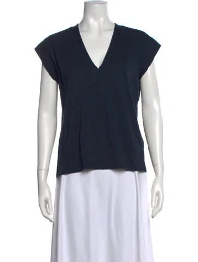Pre-owned Frame V-neck Short Sleeve T-shirt In Blue