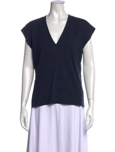 Pre-owned Frame V-neck Short Sleeve T-shirt In Blue