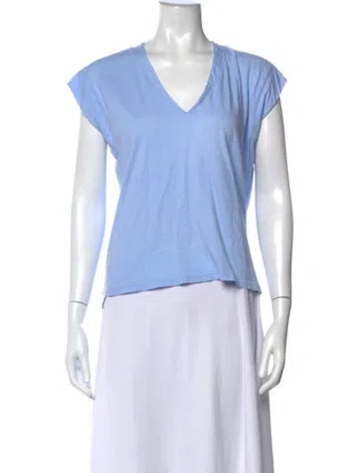 Pre-owned Frame V-neck Short Sleeve T-shirt In Blue